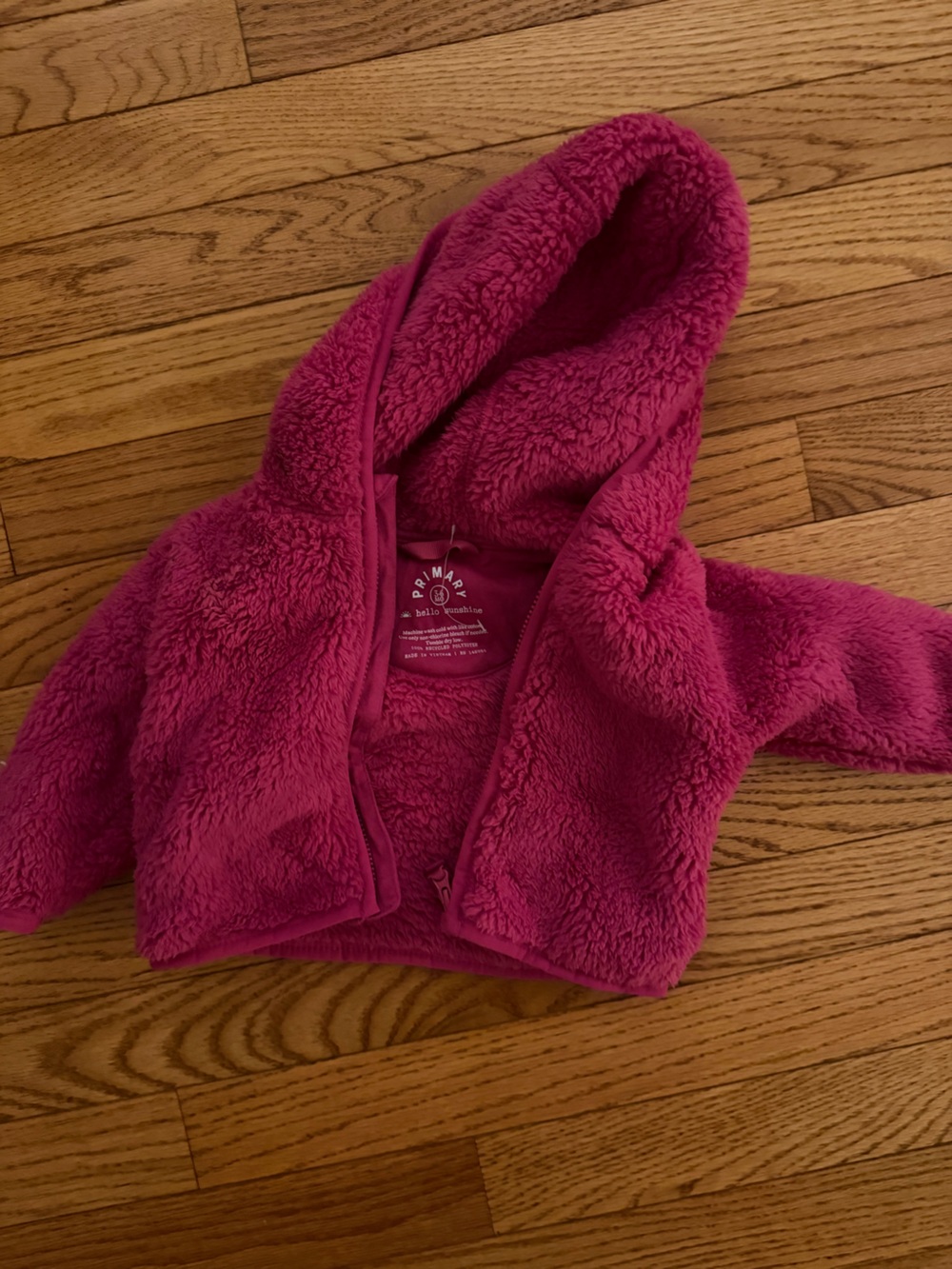 Primary Plush Hooded Fleece Jacket in Raspberry